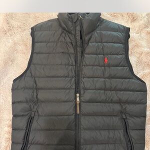 Men’s Ralph Lauren Black Quilted Vest with Red Logo